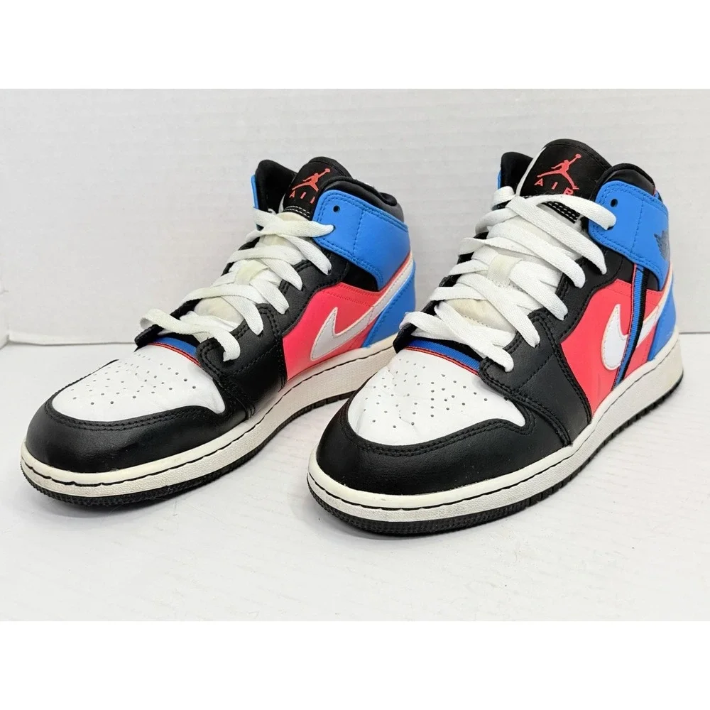 Nike Air Jordan 1 Mid Game Time GS Hyper Pink Blue Black White 6Y CV4891-001